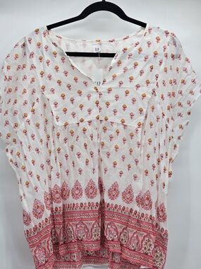 GAP White Tunic with Pink Border XXL NEW